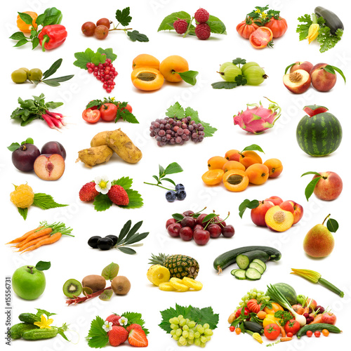 Photo: large page of bio fruits and vegetables large page of bio fruits and vegetables