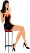 Slim girl with glass of chummy