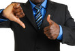 Photo: Business man showing thumbs up and thumbs down Business man showing thumbs up and thumbs down