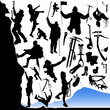 collection of climber and equipments vector