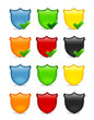 blank multicolored shield icon set