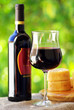Glass of Red wine and cheese.