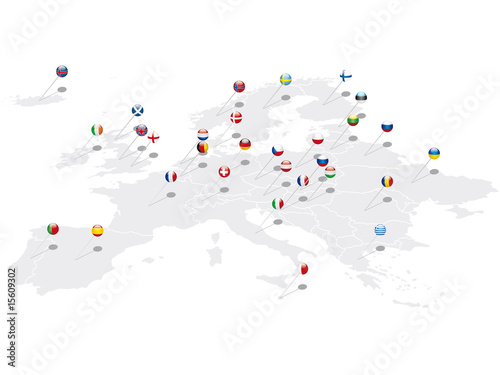 Vektor: Europa Pins mit Flaggen Europa Pins mit Flaggen