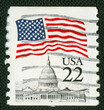 Photo: Us flag over Capitol on Us vintage postmark Us flag over Capitol on Us vintage postmark