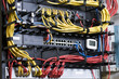 Network hub and patch cables in the rack Network hub and patch cables in the rack
