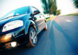 Fast car moving with motion blur