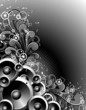 Vector speakers with grunge floral elements