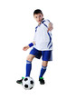 Boy with soccer ball, Footballer (isolated)