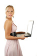 Photo: Attractive female holding notebook Attractive female holding notebook
