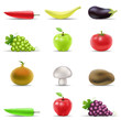 various fruit and vegetables icons isolated various fruit and vegetables icons isolated