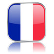 Square French Flag button with reflection