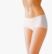 Misection of a sexy woman over white background