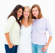 Portrait of smiling young girls isolated on white background