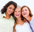 Portrait of happy young girls isolated on white background