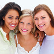 Portrait of happy young girls isolated on white background