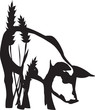 Ferkel und Getreide Vektorgrafik schwarz weiss