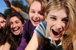 fame - excited teenage fans celebrating a celebrity