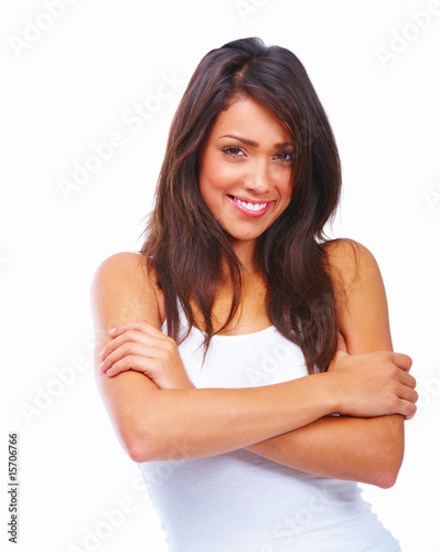 Photo: Sexy woman standing isolated on white background Sexy woman standing isolated on white background