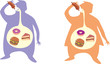 Sobrepeso. Personas comiendo alimentos no saludables. Sobrepeso. Personas comiendo alimentos no saludables.