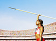 Athlete with javelin in arena