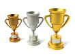 Three trophy cups isolated on white background Three trophy cups isolated on white background