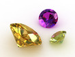 Two yellow sapphire and an amethyst stones Two yellow sapphire and an amethyst stones