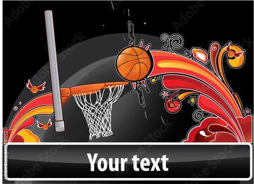 Vector: Basketball banner colored Basketball banner colored