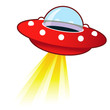 Retro flying saucer UFO with light beam Retro flying saucer UFO with light beam