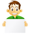 Kid holding white banner