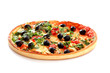 Tasty pizza with olives isolated on white