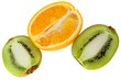 Fresh orange and kiwi isolated on white background