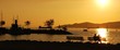 Silhouette of a couple enjoy beautiful sunset view