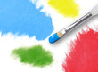 Colorful Rainbow Paint Splatters and Paintbrush