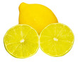 Lemon with two lime cuts