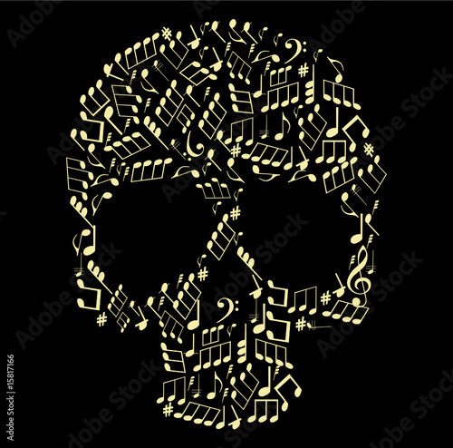 musical notes vector. music skull made from notes