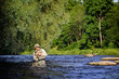 Fisherman catching fish