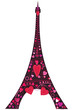 Love in Eiffel tower silhouette