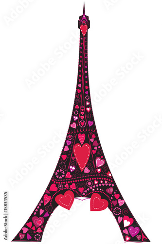 Vector: Love in Eiffel tower silhouette Love in Eiffel tower silhouette