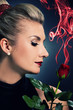 Charming lady with red rose
