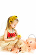 Little girl dressed up as a woodland fairy for Halloween