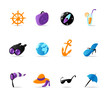 Bright travel and resort icons