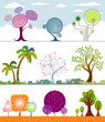 Different shape of Trees Collection. Vector Layered.