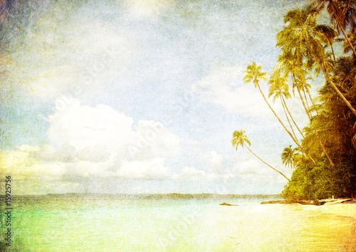 Illustration: grunge image of tropical beach grunge image of tropical beach