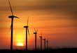 Wind turbines in an open field