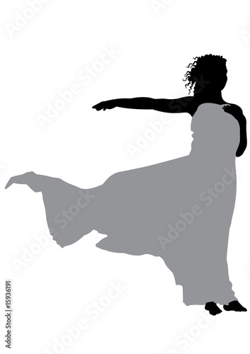 Vector: Young girl with fabric silhouette vector Young girl with fabric silhouette vector
