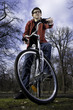 Young man riding bike