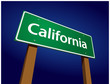 California Green Road Sign Illustration on Blue Background