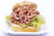 North Sea prawn sandwich, cut-out, white background