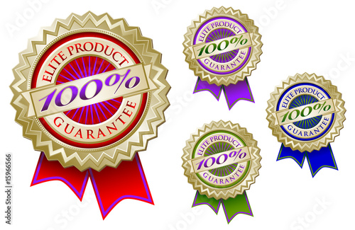 Set of Four 100% Elite Product Guarantee Emblem Seals Set of Four 100% Elite Product Guarantee Emblem Seals