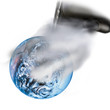 Car exhaust pumping out fumes on earth, (digital composite)